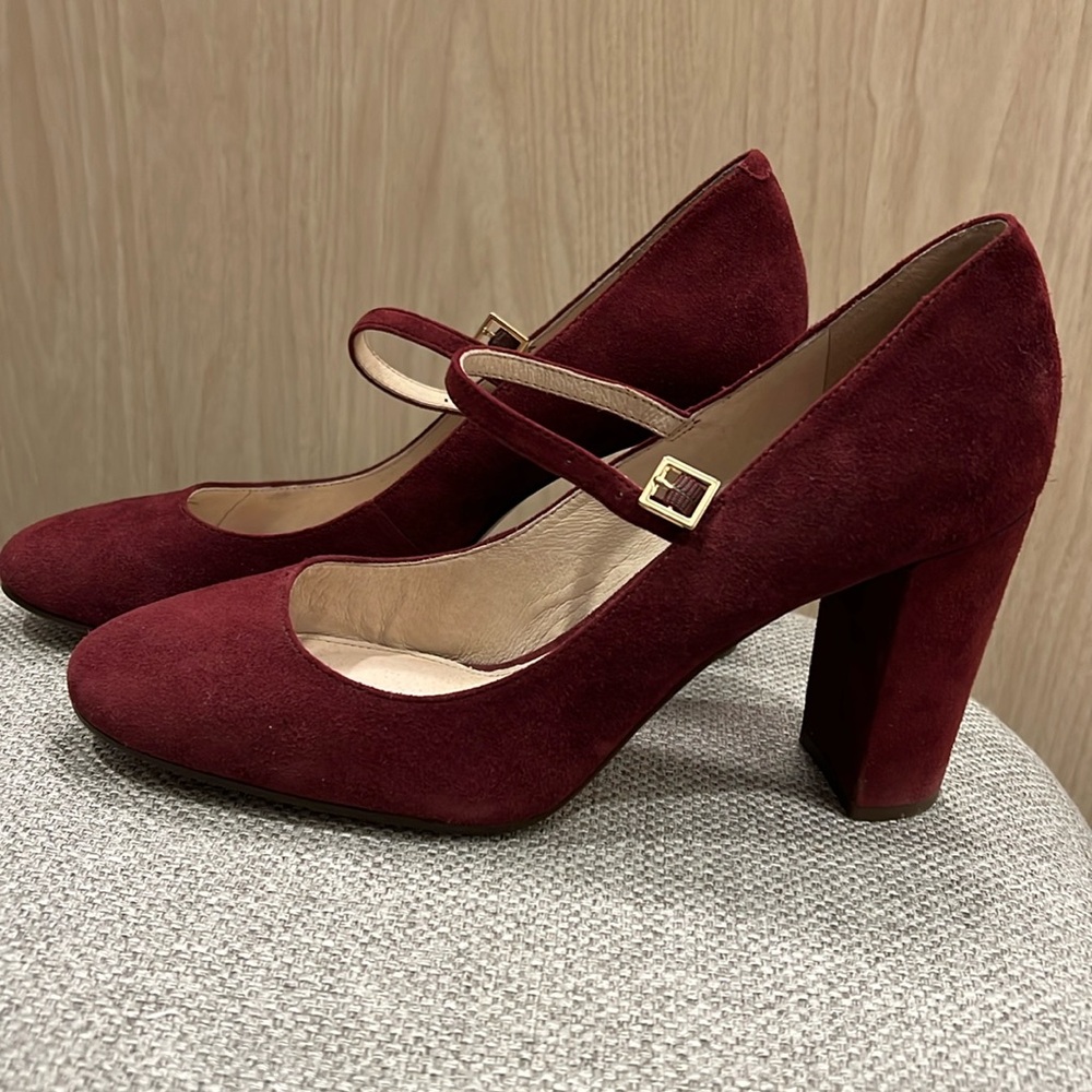 Louise et Cie burgundy/oxblood suede Mary Jane high heel block pumps size 9/39 - Picture 2 of 7